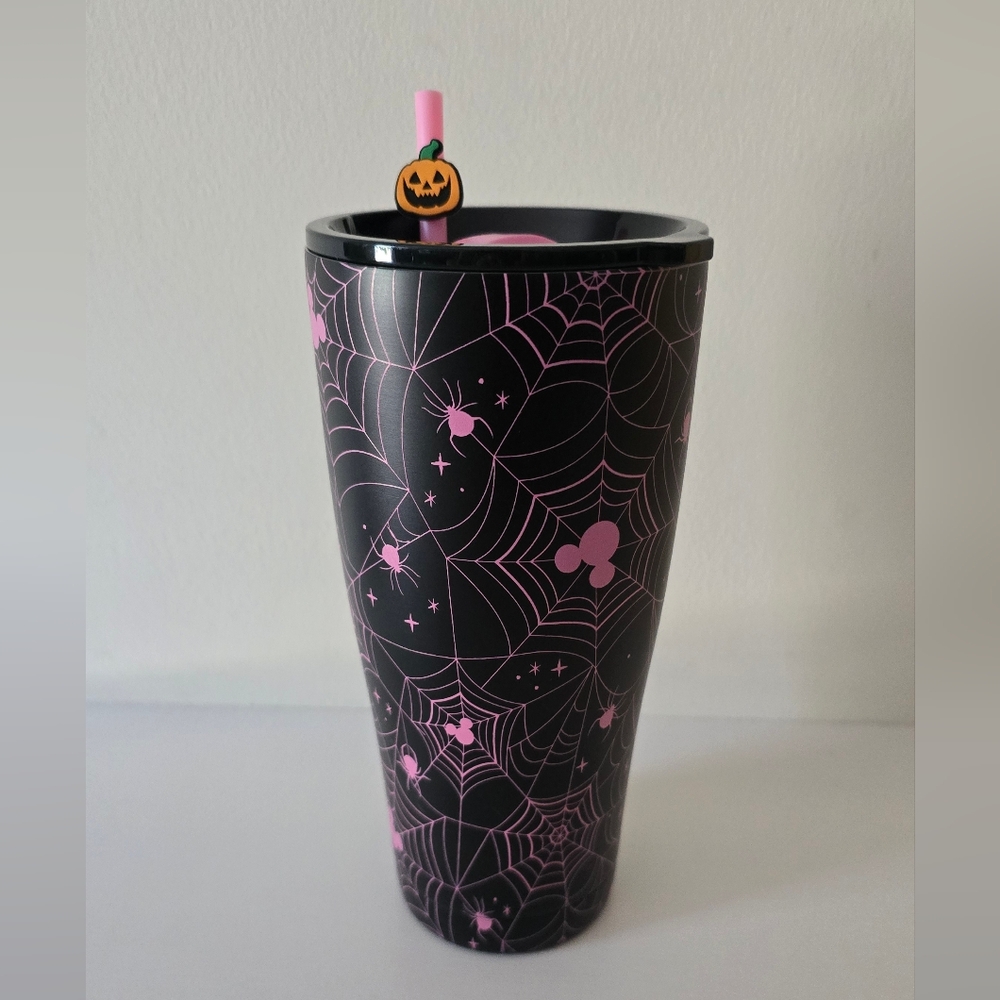 Disney Halloween Tumbler with Straw | Hidden Mickey Spiderweb Cup